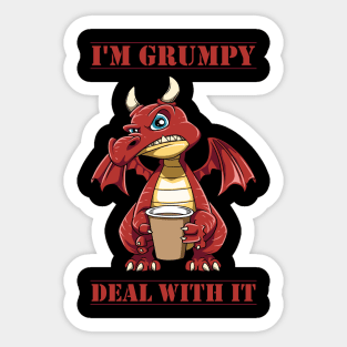 Funny Grumpy Dragon Coffee Lover Hate Morning Fantasy Animal Sticker